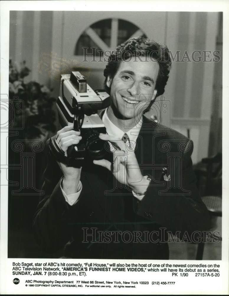 1990 Press Photo Bob Saget to host &quot;America&#39;s Funniest Home Video&quot; - mjb03484- Historic Images