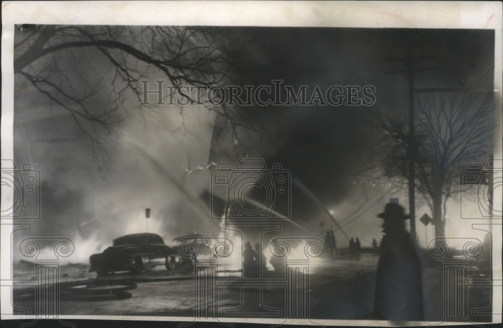 1958 Firefighters work all night on Burning Buildings in Madison-Historic Images