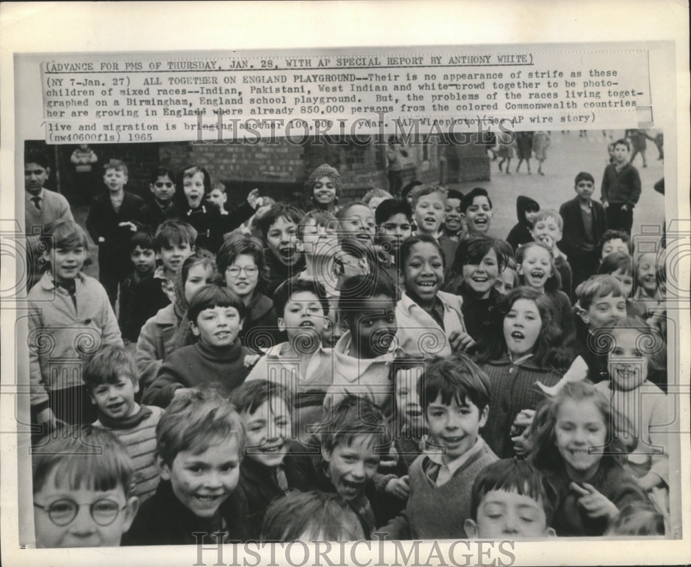 1965 Press Photo Children on a Birmingham, England school playground. - Historic Images