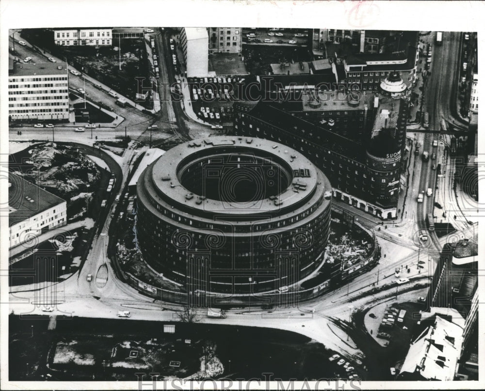 1968 Press Photo Round Building in Helsinki, Finland, Designed by Siren Couple - Historic Images
