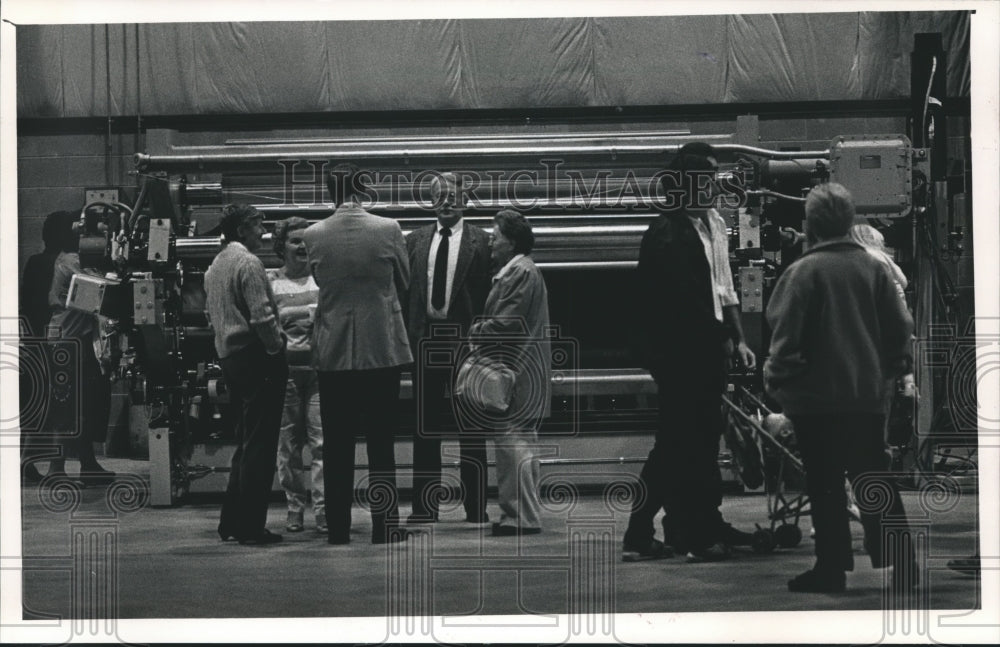 1988 Employees and Guests Looking Over Faustel, Inc. Equipment-Historic Images