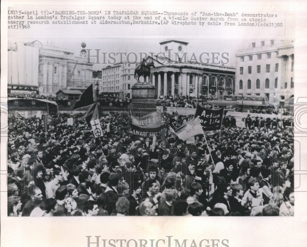 1968 Demonstrators in Trafalgar Square, London after 45 mile march-Historic Images
