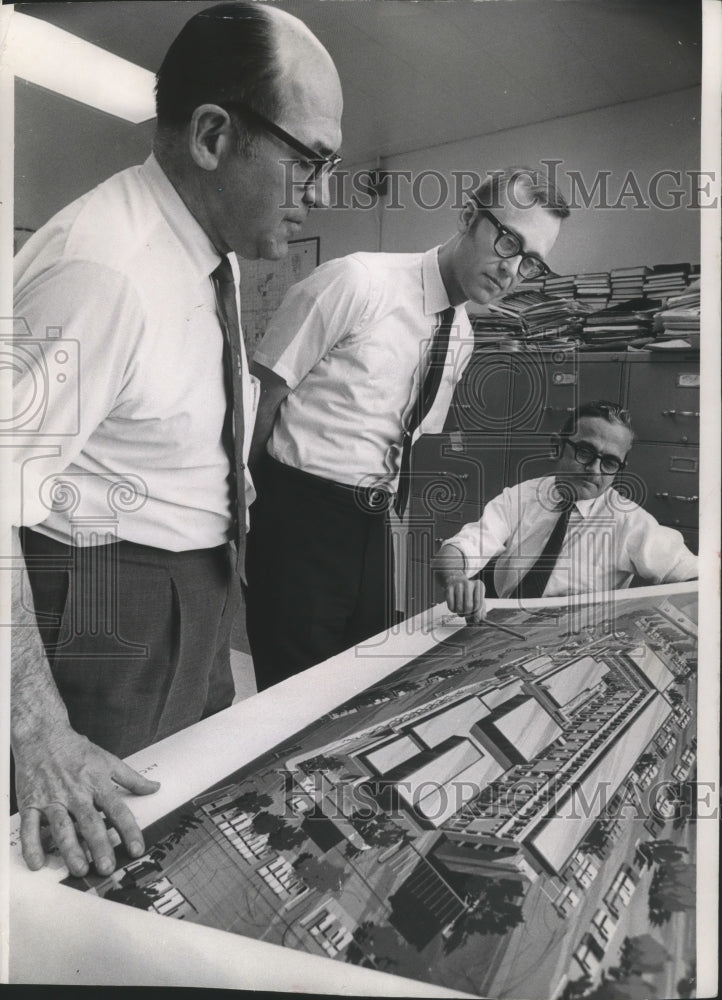 1969 William Manly, Oliver Wittee and Gerald Van Ryzin look at plans-Historic Images
