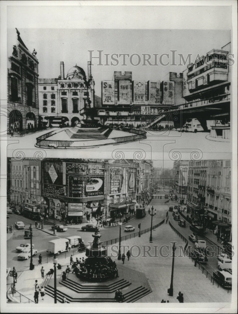 1966 Press Photo Revised Plan to Alter Piccadilly Circus in England - Historic Images