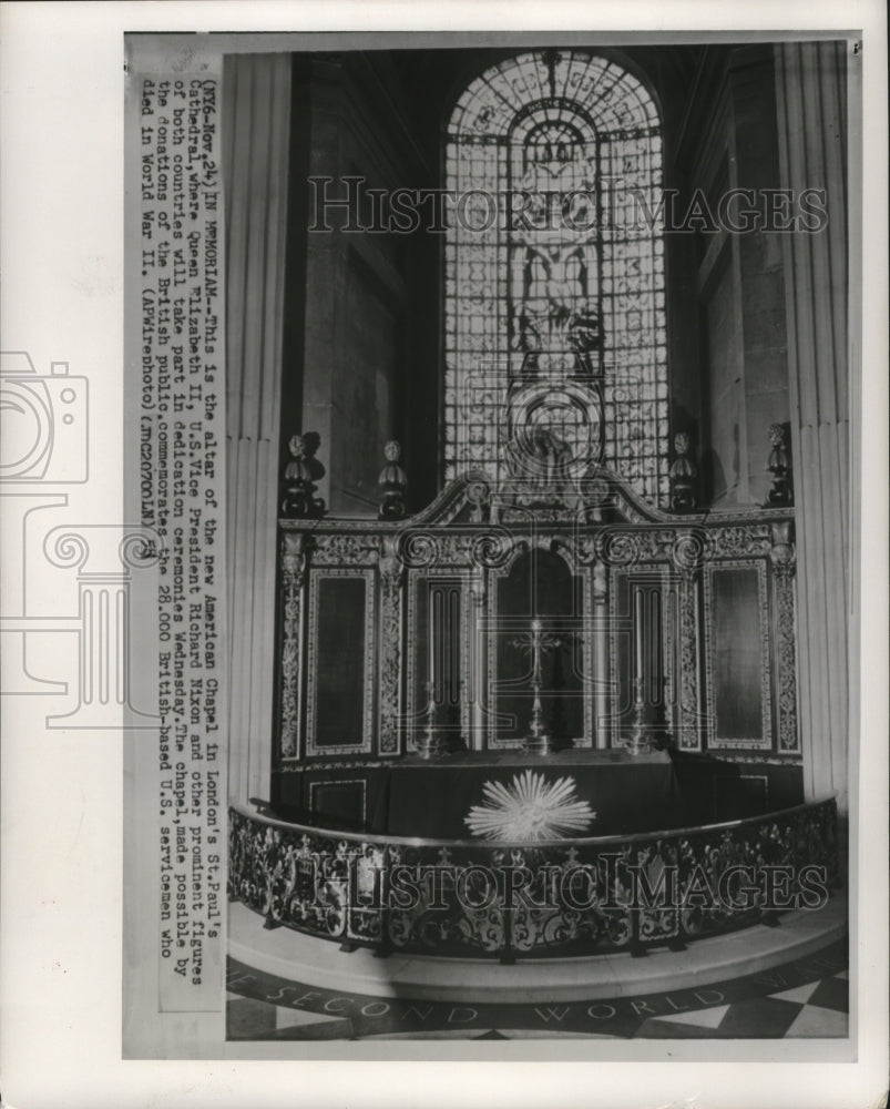 1958 Press Photo American Chapel, in London&#39;s St. Paul Cathedral. - mjb05497- Historic Images