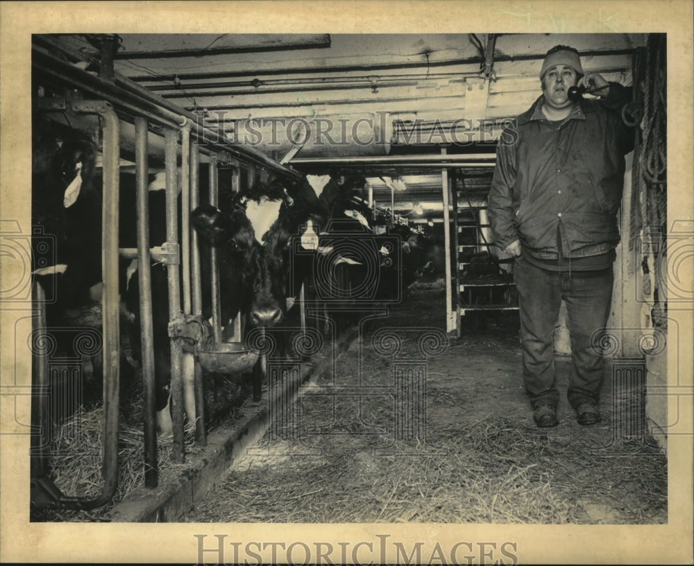 1985 William Gehring on Wisconsin Dairy Farm-Historic Images