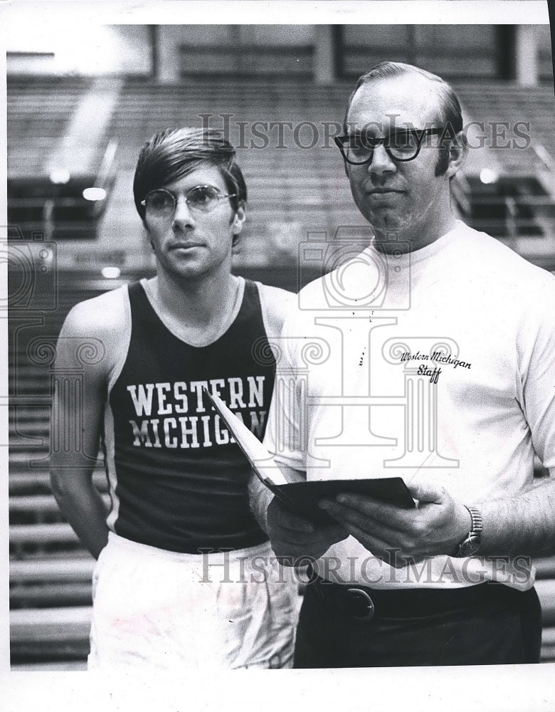 1970 Cross Country runner Jerry Liebenburg and his coach, Jack Shaw-Historic Images