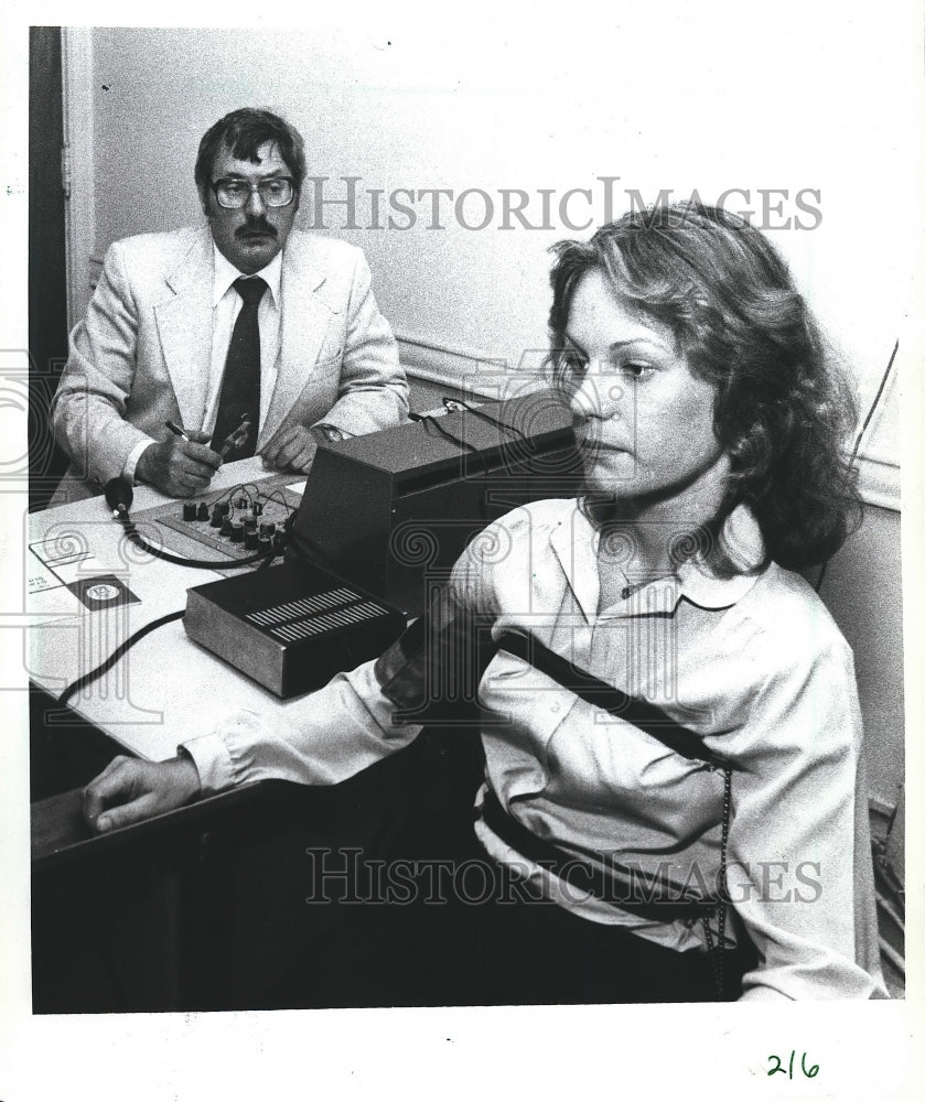 1982 Woman Taking Lie Detector Test - Historic Images