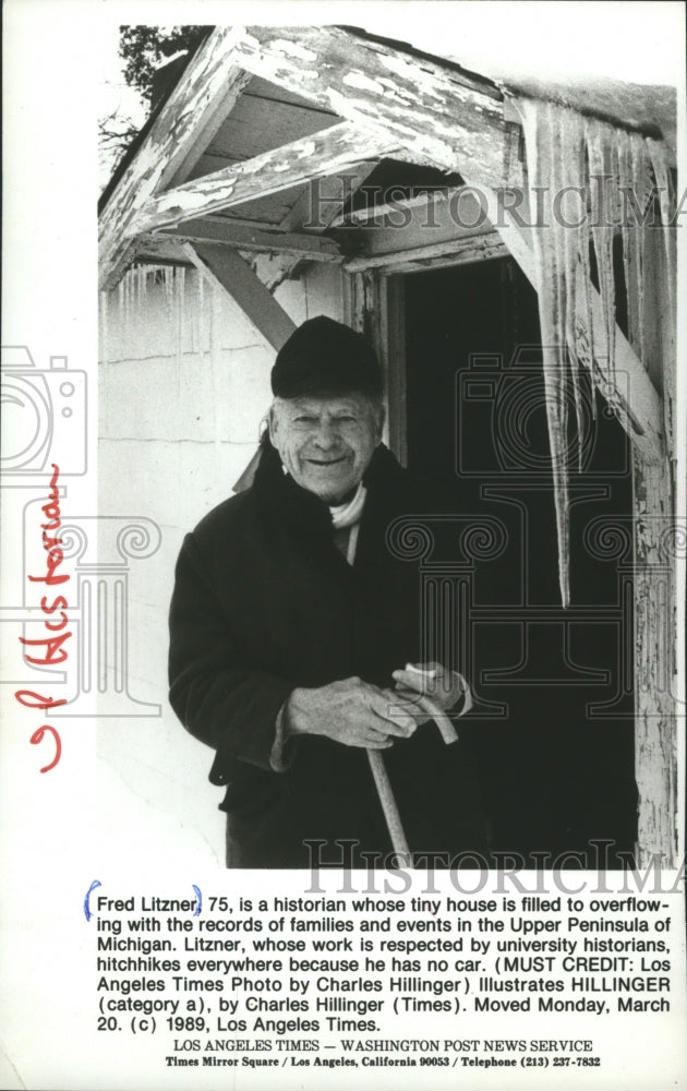 1989 Fred Litzner, 75, an Upper Peninsula, Michigan, historian - Historic Images