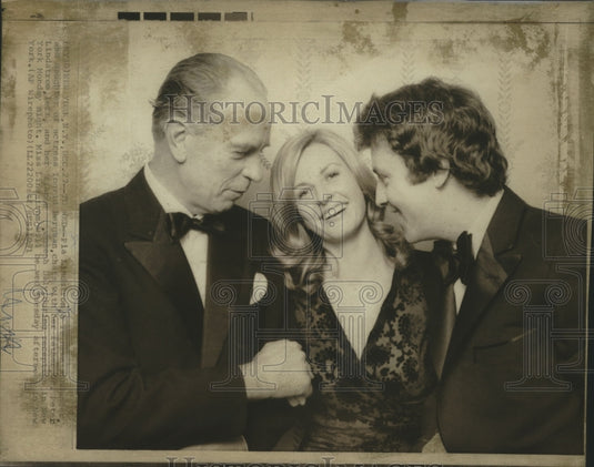 1971 Pia Lindstrom chats with her father and fiance in New York-Historic Images