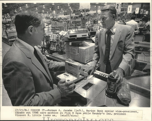 1984 Norman A. Jacobs inspected TYME machine, with Vincent R. Little - Historic Images