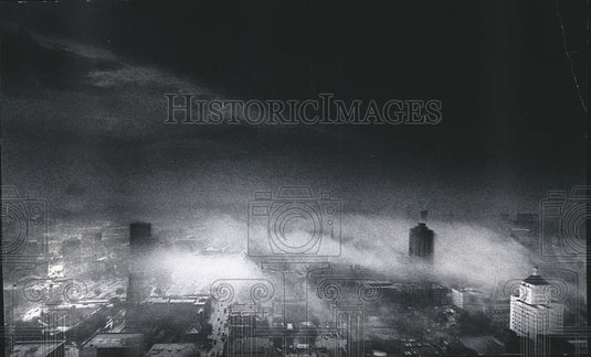 1972 Heavy fog covering Downtown Milwaukee in the morning - Historic Images