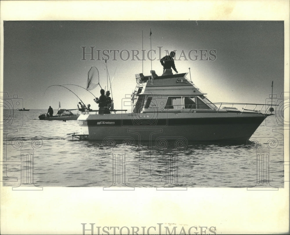 1985 Boat floating on Lake Michigan-Historic Images