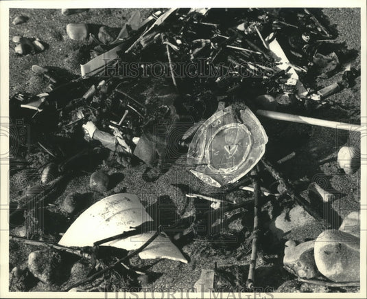 Press Photo Litter strung around a beacher - mjb07052 - Historic Images