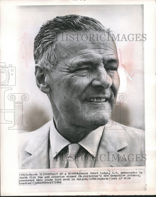 1964 Press Photo United States Ambassador Henry Cabot Lodge in Saigon - Historic Images