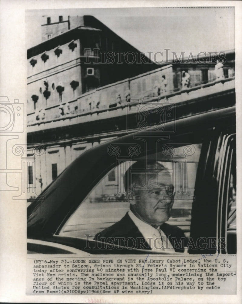 1966 Press Photo Henry Cabot Lodge,ambassador to Saigon,sees Pope about VietNam - Historic Images