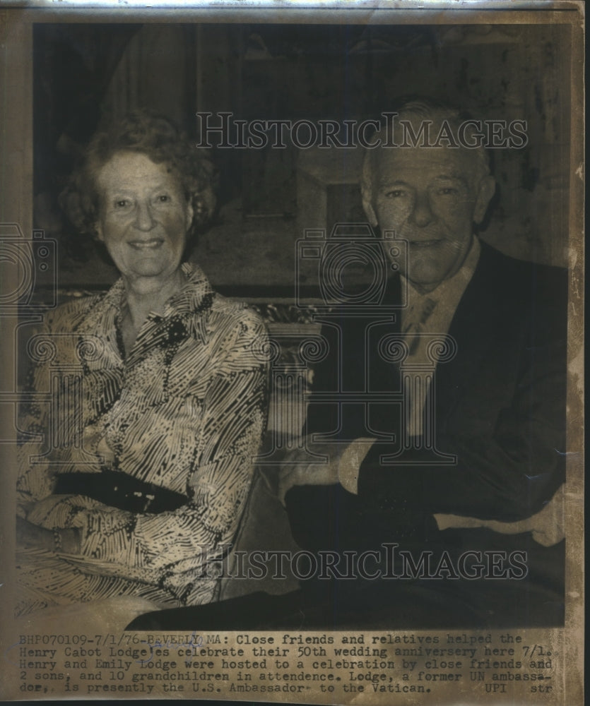 1976 Press Photo Henry Cabot Lodges enjoy their 50th anniversary - - mjb07466-Historic Images