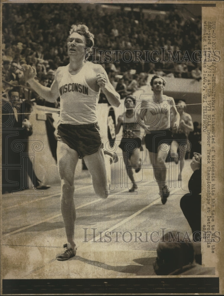 1971 Press Photo Mark Winzenried Winning 880 Yard For NCAA Track Meet, Detroit-Historic Images