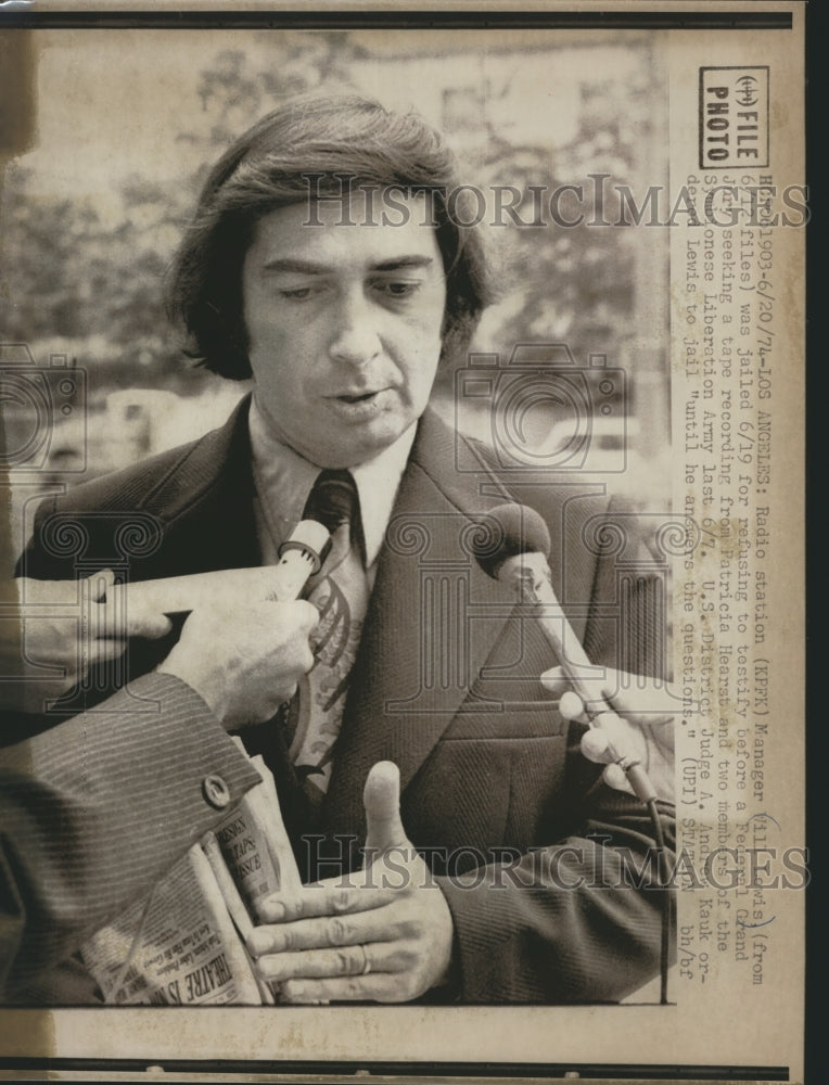 1974 Press Photo Will Lewis Jailed for Refusing to Testify Before Gran ...