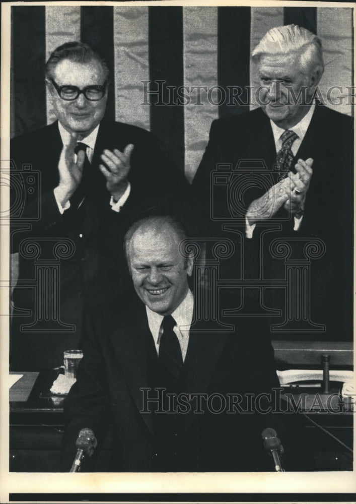 1977 Press Photo President Ford delivers State of the Union, Washington, D.C. - Historic Images