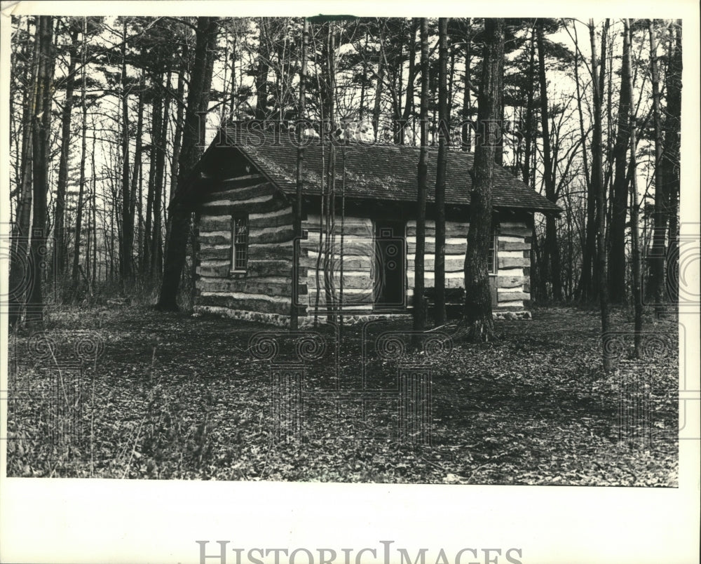 1987 Press Photo The Tomczyk Log Cabin in Wisconsin is Nestled in the Woods - Historic Images