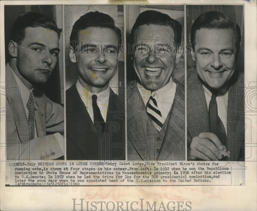 1960 Press Photo Henry Cabot Lodge shown at four stages in his political career - Historic Images