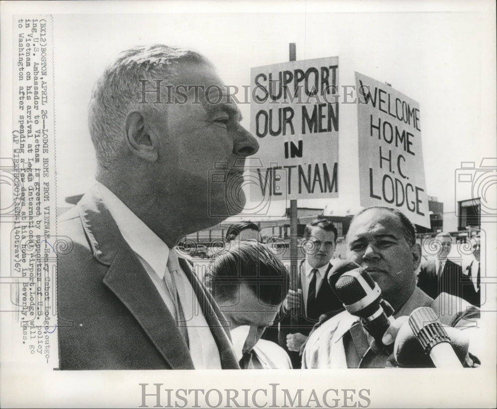 1967 Press Photo Ambassador Henry Cabot Lodge Returns to United States-Historic Images