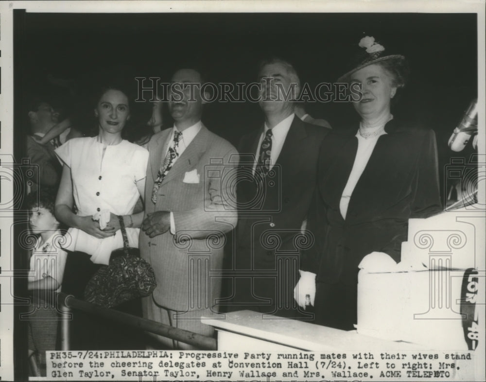 1948 Press Photo Progressive Party running mates and wives at Convention Hall - Historic Images