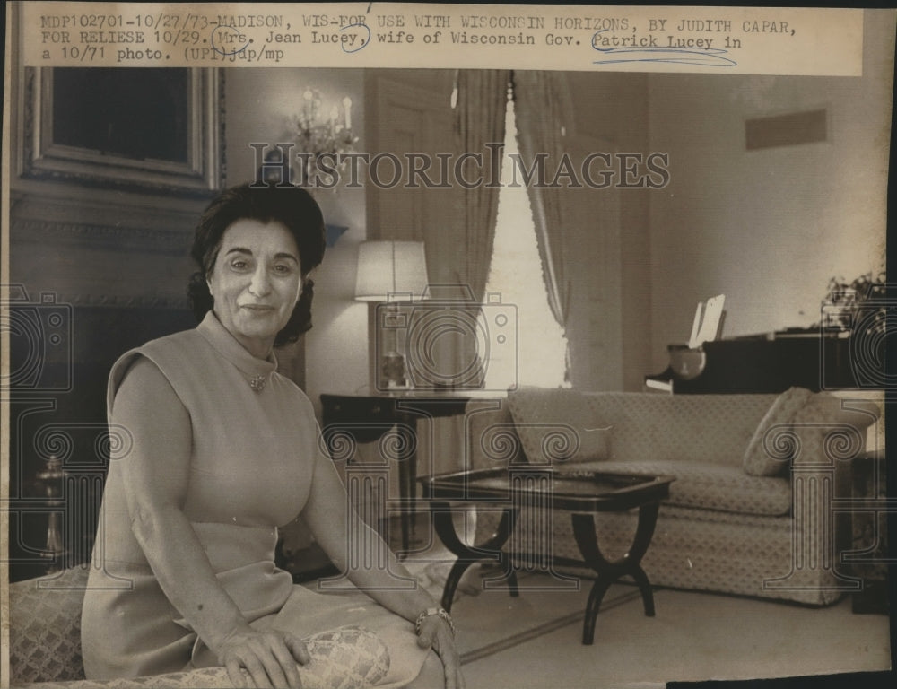 1971 Press Photo Mrs. Jean Lucey, wife of Wisconsin Governor Patrick Lucey - Historic Images