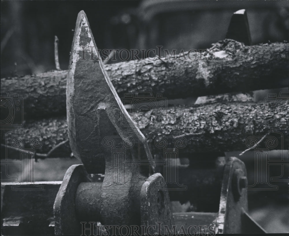 1976 Hahn Harvester trims off tree branches in Wisconsin-Historic Images