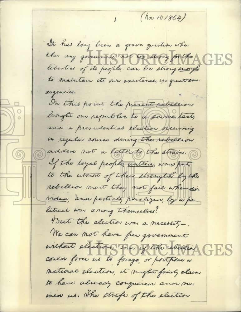 1936 Press Photo Long lost manuscript of a Lincoln address from November 10 1864- Historic Images