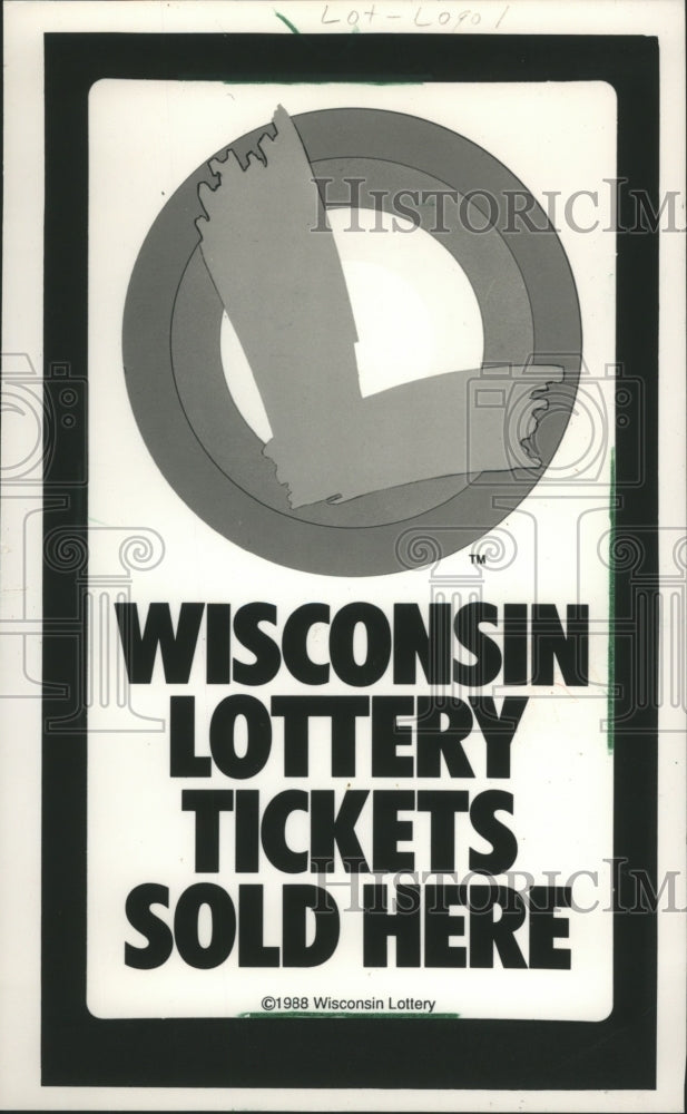 1988 Press Photo Display Sticker for Wisconsin Lottery - mjb09877 - Historic Images