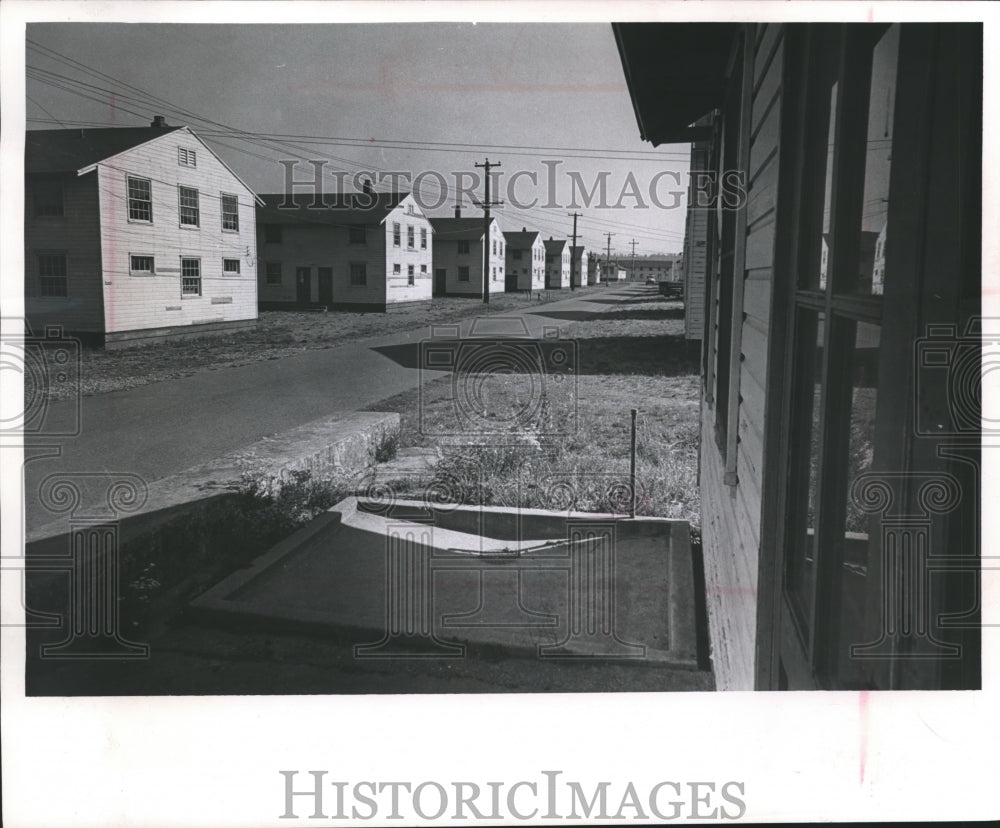 1961 Press Photo Wooden two story barracks in Fort Lewis, Washington - mjb10178 - Historic Images