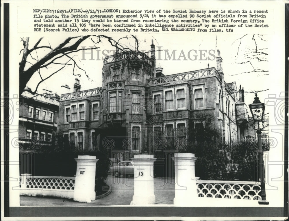 1971 Press Photo Exterior view of the Soviet Embassy, London - mjb10392 - Historic Images
