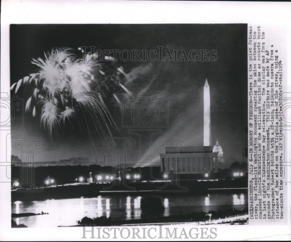1954 Press Photo Fourth of July, Washington, D.C. seen from Washington Monument - Historic Images