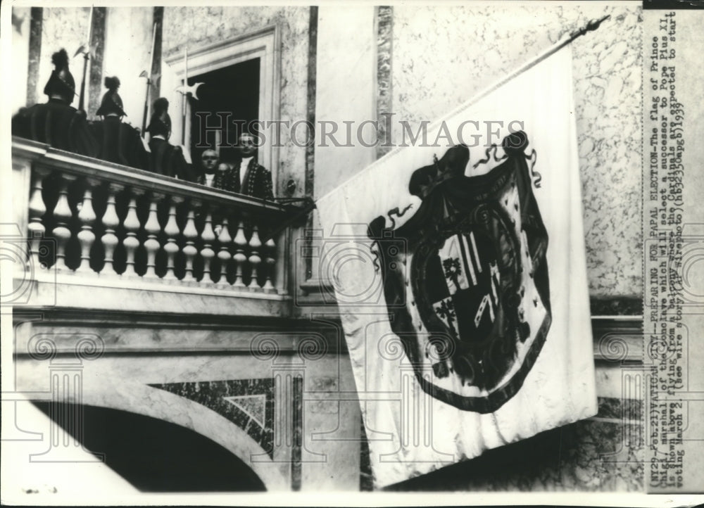 1939 Press Photo Flag of Prince Chigi, Marshal of the Vatican Conclave - Historic Images