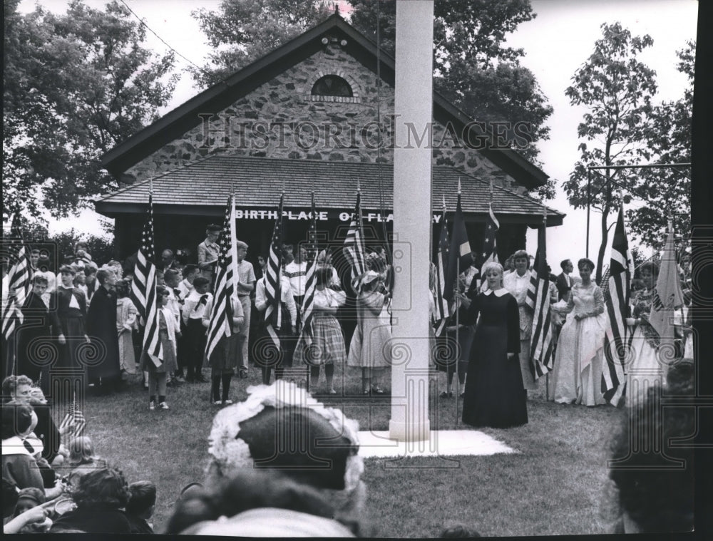 1960 4-H Club in 19th Century Clothes in Evolution of American Flag-Historic Images
