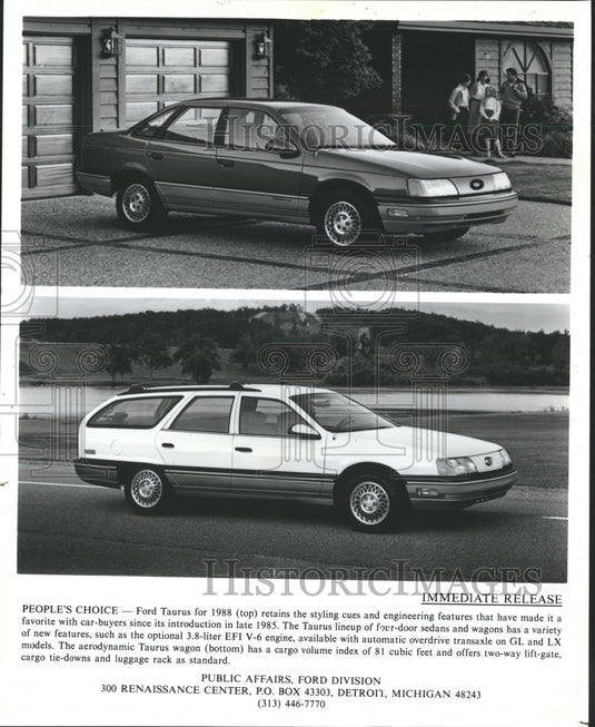 1988 Press Photo Ford Taurus People's Choice - Historic Images