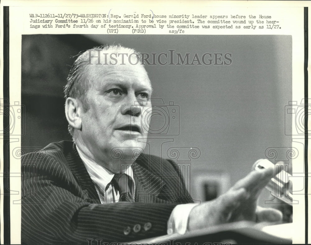 1973 Press Photo Representative Gerald Ford, before the House, Washington D.C. - Historic Images