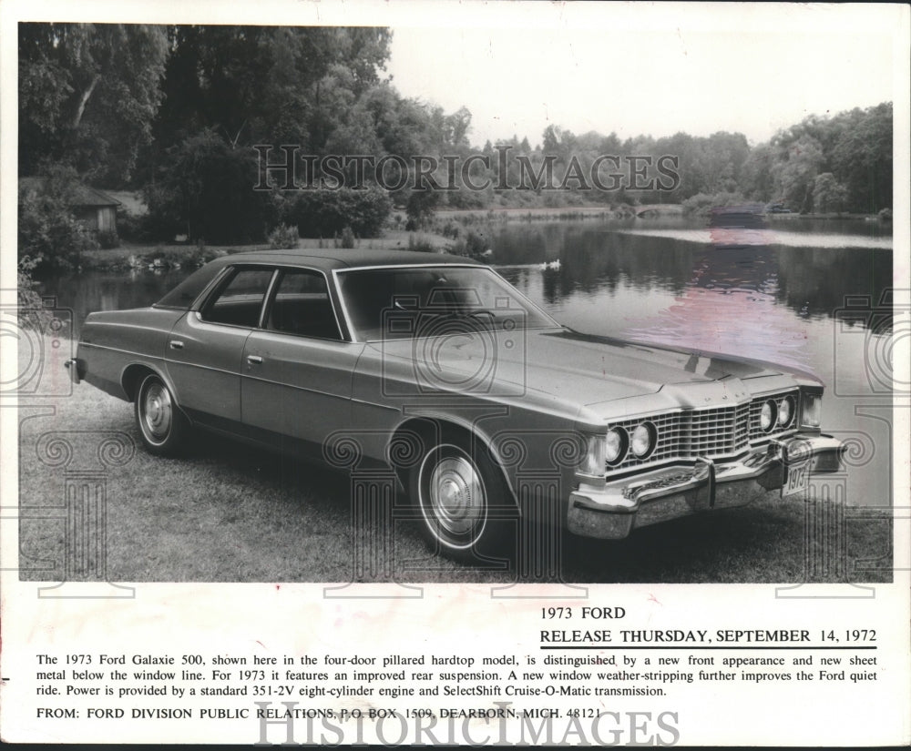 1972 Press Photo Ford Motor Company's Galaxie 500 Four Door Hardtop Model - Historic Images