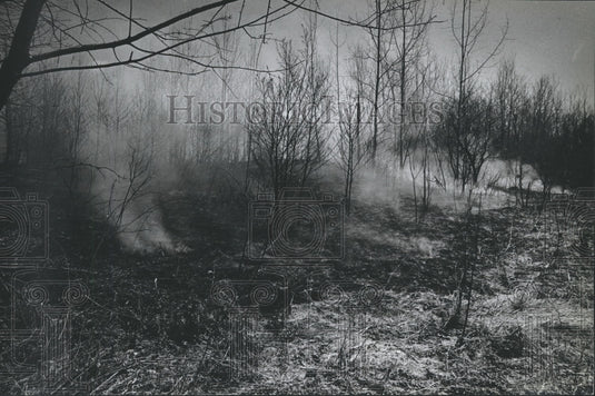 1983 Press Photo Grass Fire in the Nicolet National Forest near Long Lake - Historic Images
