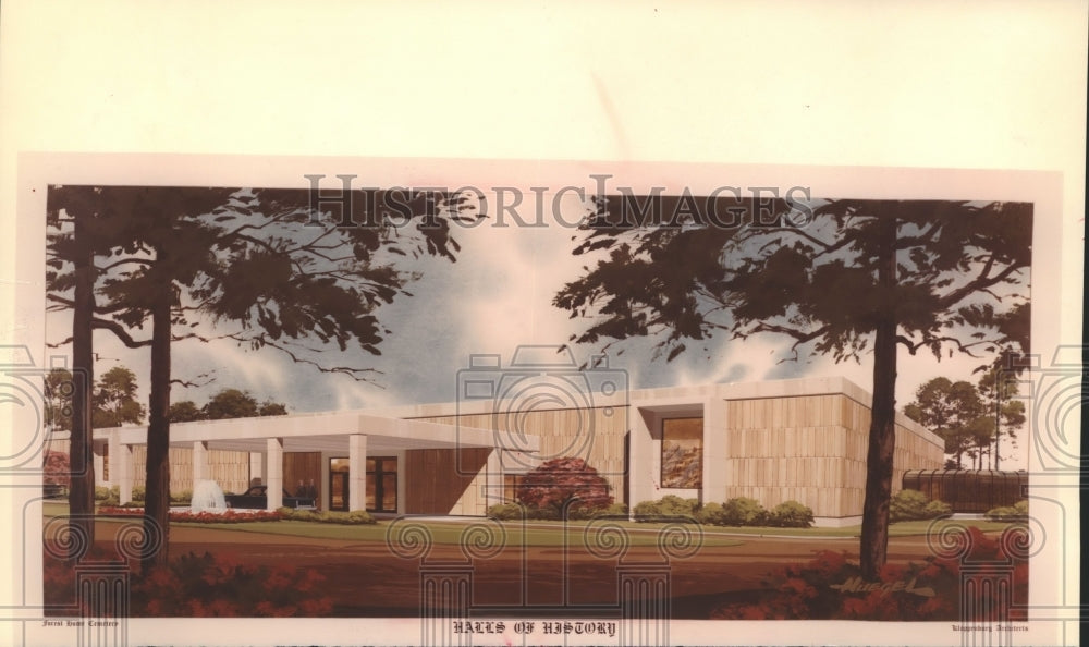 1979 Sketch of indoor mausoleum to be built at Forest Home Cemetery-Historic Images