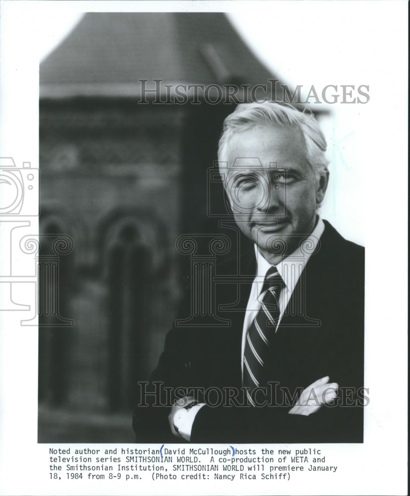 1984 Press Photo David McCullough, author and historian hosts Smithsonian World - Historic Images