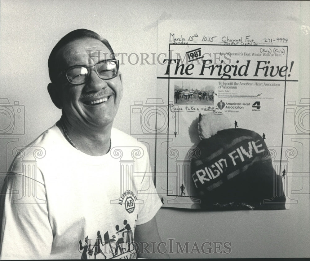 1987 Press Photo Dan Filipaik at American Heart Association Frigid Five Walk-Run - Historic Images