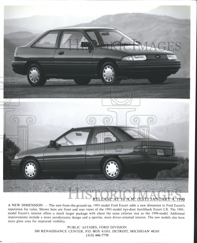 1990 Press Photo The 1991 Ford Escort LX - mjb14384 - Historic Images