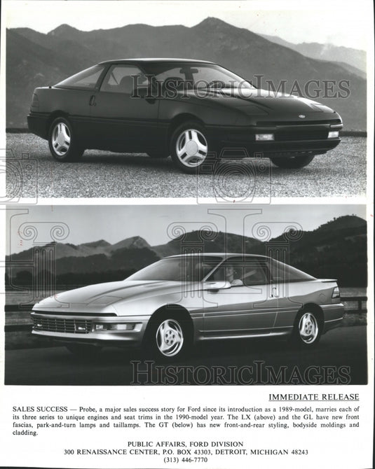 1990 Press Photo The 1990 Ford Probe LX and Ford Probe GT - mjb14393 - Historic Images