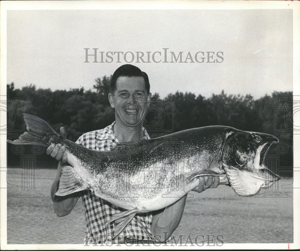 1960 Taxidermist Ken Hawkins Holds Fifty Pound Manitoba Lake Trout-Historic Images