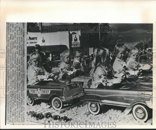1967 Press Photo Fischer 4-year-old quintuplets of Aberdeen, South Dakota - Historic Images