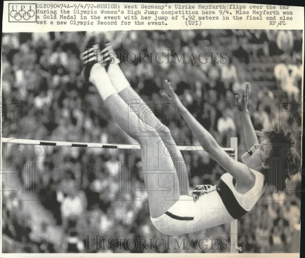 1972 Press Photo West Germany&#39;s Ulrike Meyfarth competing in Women&#39;s High Jump. - Historic Images