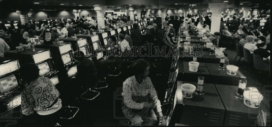 1992 Slot machine room in the Sioux Indian casino, Morton, Minnesota-Historic Images